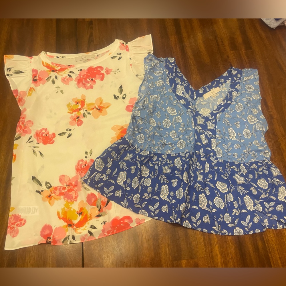 Lot of 2 LOFT small petite sleeveless blouses flora